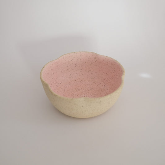 speckeled pink flower bowl