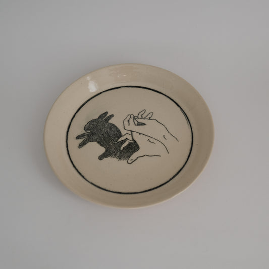 bunny shadow puppet plate